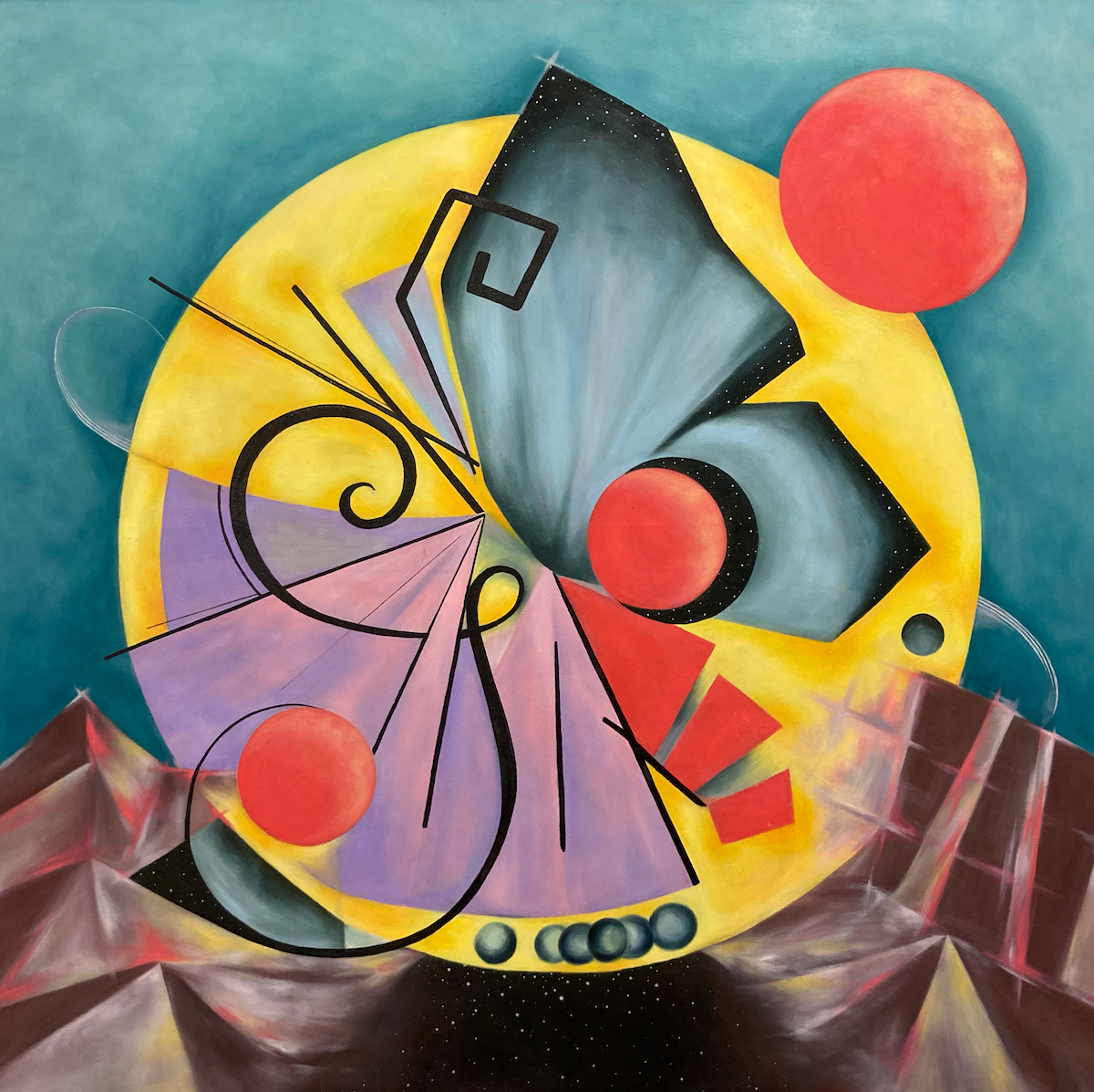 Adriana Lee Components of Utopia Oil and pen on canvas 48x48 1200px