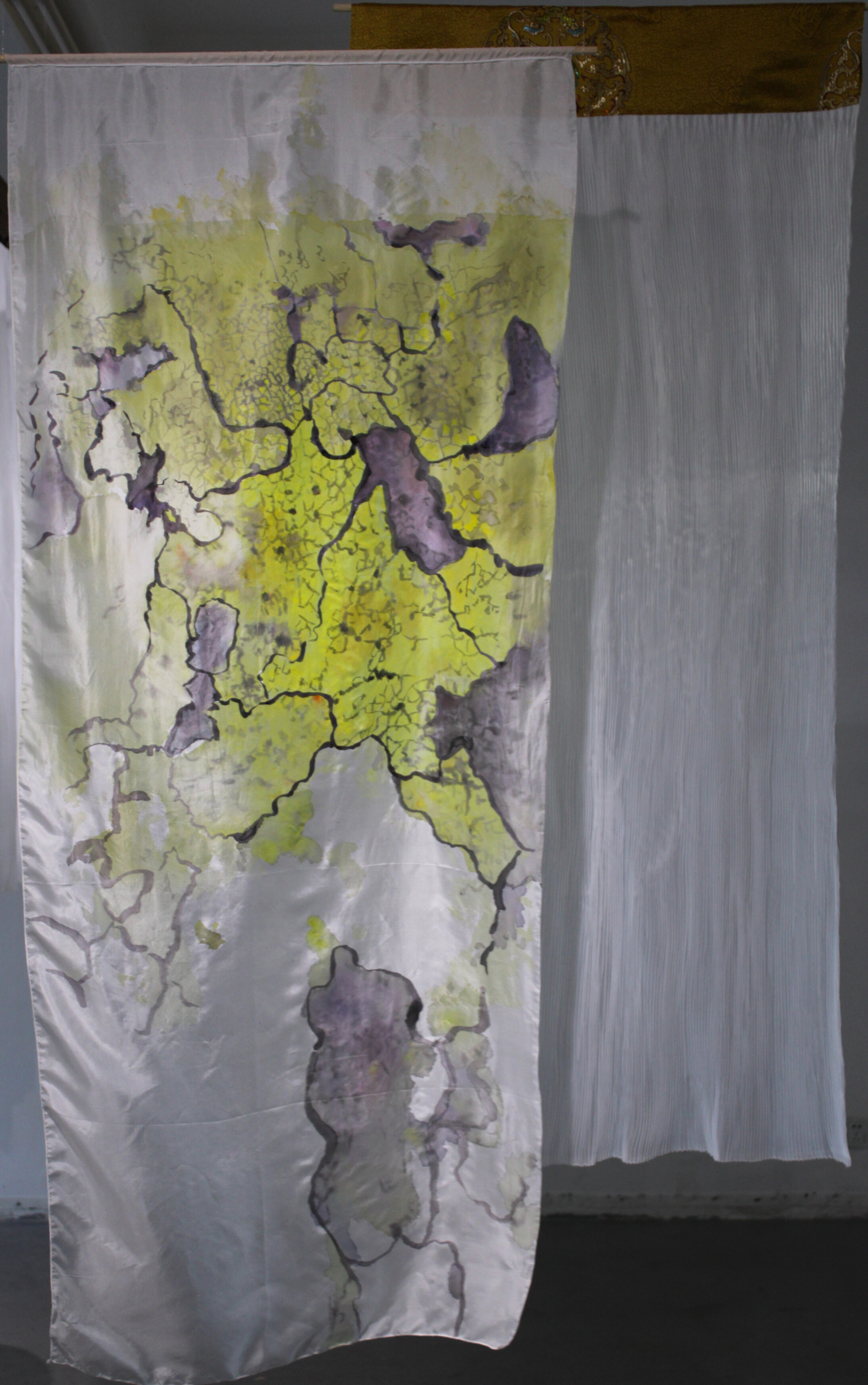Huan Chen Expansion Mixed Media on silk 30x63in