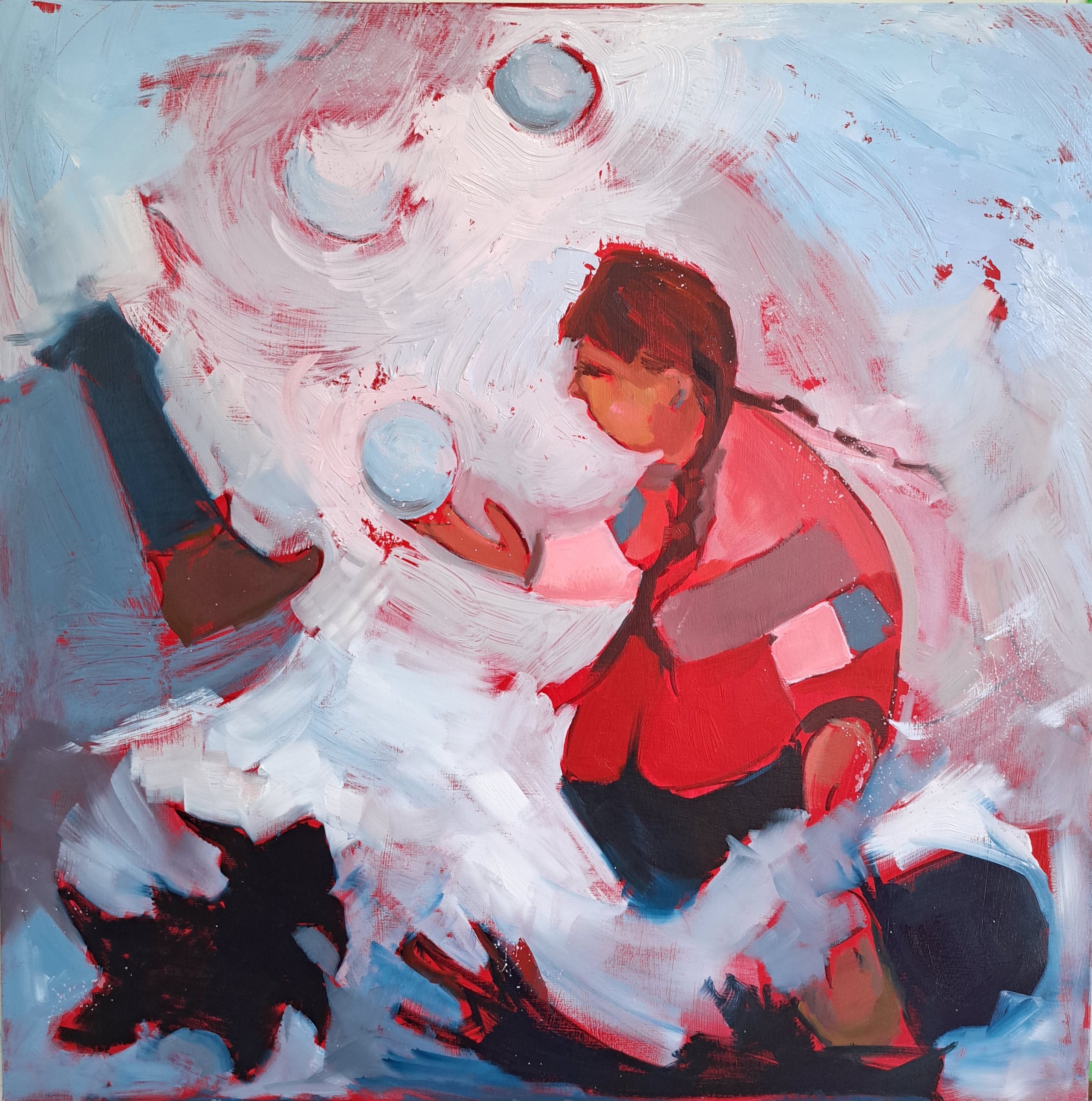 Snow Day Win Keenan Kuplowsky oil on cradled panel 30x30